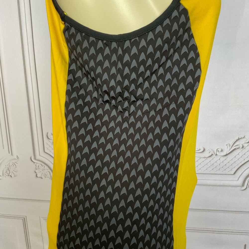 WeLoveFine x Star Trek Gold Emblem Black & Yellow Racerback Active Tank Top Lg - Picture 3 of 6